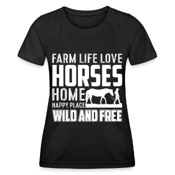 Farm Life Love Horses Home Happy Place Wild And Ven - T-shirt sport Femme - noir - Devant - AI Model Female 172 light (172cm)