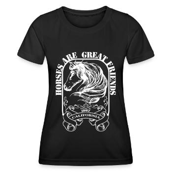 Les chevaux sont de bons amis - - T-shirt sport Femme - noir - Devant - AI Model Female 172 light (172cm)