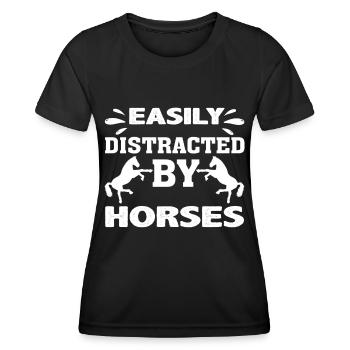 Facilement distrait par les chevaux 3 - - T-shirt sport Femme - noir - Devant - AI Model Female 172 light (172cm)