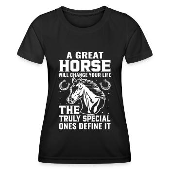 A great horse will change your life Tue - Women's Functional T-Shirt - black - Front - AI Model Female 172 light (172cm)