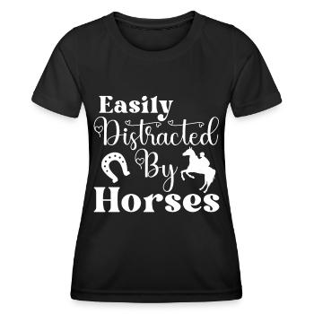 Easily distracted by horses 2 - - Women's Functional T-Shirt - black - Front - AI Model Female 172 light (172cm)