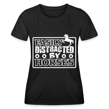 Leicht ablenkbar durch Pferde 4 - - Frauen Funktions-T-Shirt - Schwarz - Vorne - AI Model Female 172 light (172cm)