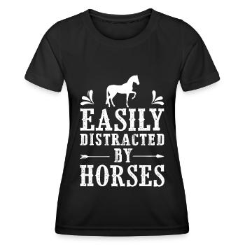Easily distracted by horses 6 - - Women's Functional T-Shirt - black - Front - AI Model Female 172 light (172cm)