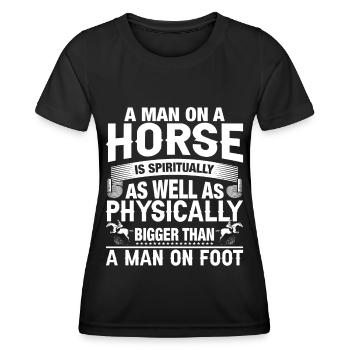 Ein Mann auf einem Pferd ist sowohl geistig als au - Frauen Funktions-T-Shirt - Schwarz - Vorne - AI Model Female 172 light (172cm)