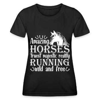 Chevaux étonnants Vrai Réalité majestueuse Courir Wil - T-shirt sport Femme - noir - Devant - AI Model Female 172 light (172cm)