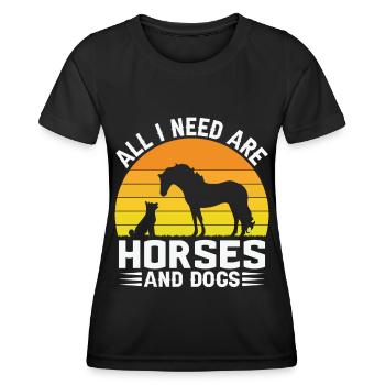 Alles was ich brauche sind Pferde und Hunde - - Frauen Funktions-T-Shirt - Schwarz - Vorne - AI Model Female 172 light (172cm)