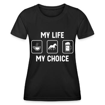 Ma vie, mon choix - bière - cheval - - T-shirt sport Femme - noir - Devant - AI Model Female 172 light (172cm)