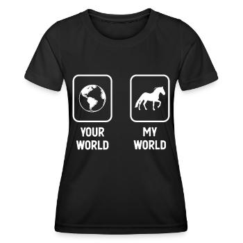 Deine Welt Meine Welt - Pferd - - Frauen Funktions-T-Shirt - Schwarz - Vorne - AI Model Female 172 light (172cm)