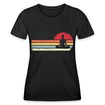 Sonne und Retro-Linien - Yoga - - Frauen Funktions-T-Shirt - Schwarz - Vorne - AI Model Female 172 light (172cm)