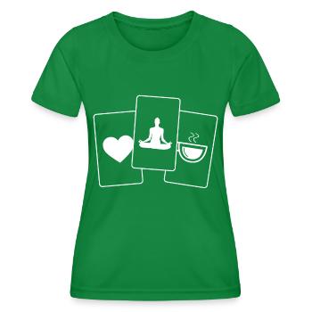 Herz - Kaffee - Yoga - - Frauen Funktions-T-Shirt - Kelly Green - Vorne - AI Model Female 172 dark (172cm)