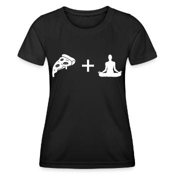 Pizza - Yoga - - T-shirt sport Femme - noir - Devant - AI Model Female 172 light (172cm)