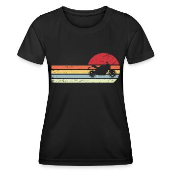 Sun and retro lines - Motorcycle - - Women's Functional T-Shirt - black - Front - AI Model Female 172 light (172cm)