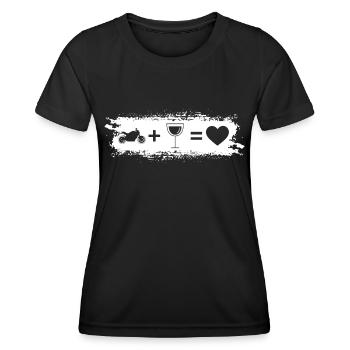 Grunge Rectangle - Herz - Wein - Motorrad - - Frauen Funktions-T-Shirt - Schwarz - Vorne - AI Model Female 172 light (172cm)