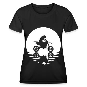Kreis und Spiegelung - Kerl Motorrad - - Frauen Funktions-T-Shirt - Schwarz - Vorne - AI Model Female 172 light (172cm)