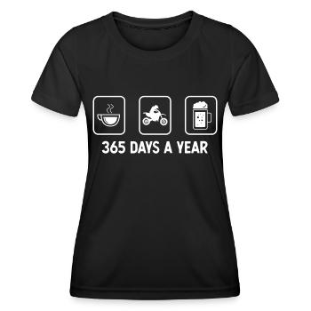 365 Tage im Jahr - Bier - Kerl Motorrad - - Frauen Funktions-T-Shirt - Schwarz - Vorne - AI Model Female 172 light (172cm)