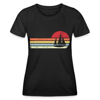 Sun and Retro Lines - Sailing - - Women's Functional T-Shirt - black - Front - AI Model Female 172 light (172cm)