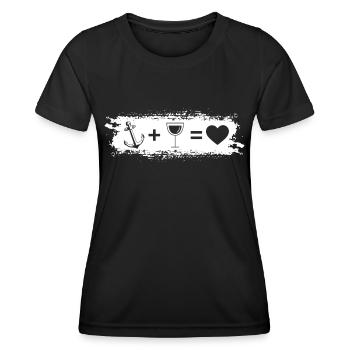 Grunge Rectangle - Heart - Wine - Anchor - - Women's Functional T-Shirt - black - Front - AI Model Female 172 light (172cm)