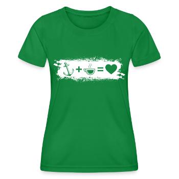Grunge-Rechteck - Herz - Kaffee - Anker - - Frauen Funktions-T-Shirt - Kelly Green - Vorne - AI Model Female 172 dark (172cm)