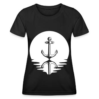 Cercle et réflexion - Ancre - - T-shirt sport Femme - noir - Devant - AI Model Female 172 light (172cm)