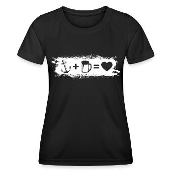 Grunge Rectangle - Heart - Beer - Anchor - - Women's Functional T-Shirt - black - Front - AI Model Female 172 light (172cm)