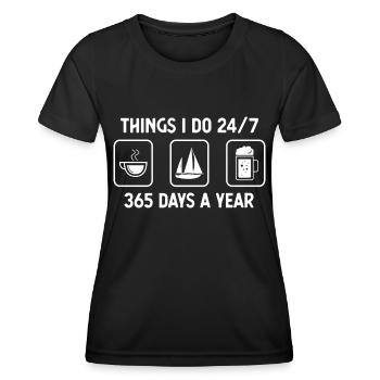 Ich denke, ich tue 24-7 365 Tage im Jahr - Bier - - Frauen Funktions-T-Shirt - Schwarz - Vorne - AI Model Female 172 light (172cm)