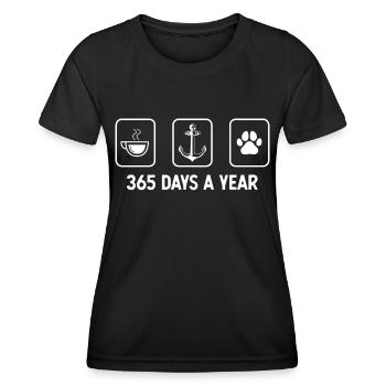 365 days a year - Dog's paw - Anchor - - Women's Functional T-Shirt - black - Front - AI Model Female 172 light (172cm)