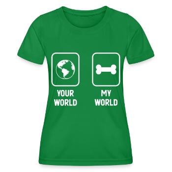 Deine Welt Meine Welt - Hundeknochen - - Frauen Funktions-T-Shirt - Kelly Green - Vorne - AI Model Female 172 dark (172cm)