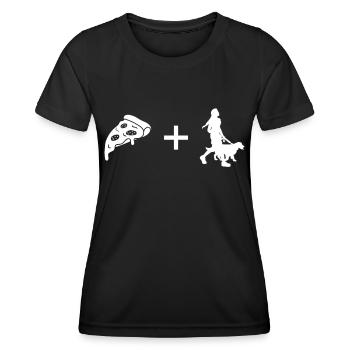 Pizza - Frau mit Hund - - Frauen Funktions-T-Shirt - Schwarz - Vorne - AI Model Female 172 light (172cm)