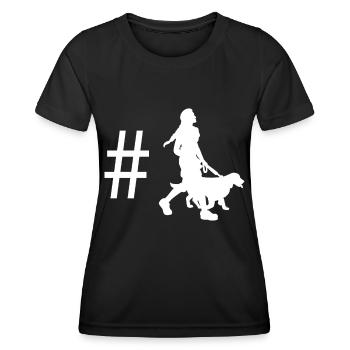 Hashtag - Frau mit Hund - - Frauen Funktions-T-Shirt - Schwarz - Vorne - AI Model Female 172 light (172cm)