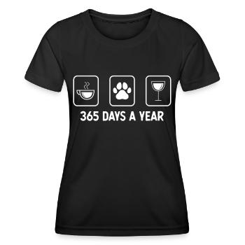 365 jours par an - Vin - Patte de chien - - T-shirt sport Femme - noir - Devant - AI Model Female 172 light (172cm)
