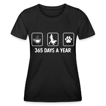 365 jours par an - patte de chien - avec chien - - T-shirt sport Femme - noir - Devant - AI Model Female 172 light (172cm)