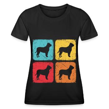 Quadratischer Retro-Hund - Frauen Funktions-T-Shirt - Schwarz - Vorne - AI Model Female 172 light (172cm)