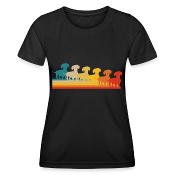 Retro-Hund - Frauen Funktions-T-Shirt - Schwarz - Vorne - AI Model Female 172 light (172cm)