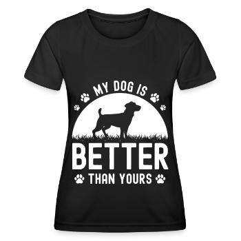 Mein Hund ist besser als deiner - Frauen Funktions-T-Shirt - Schwarz - Vorne - AI Model Female 172 light (172cm)