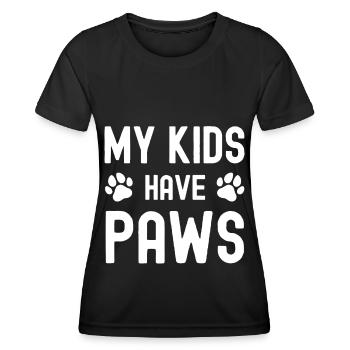 My children have paws - Women's Functional T-Shirt - black - Front - AI Model Female 172 light (172cm)