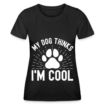 Mein Hund denkt, ich bin cool - Frauen Funktions-T-Shirt - Schwarz - Vorne - AI Model Female 172 light (172cm)