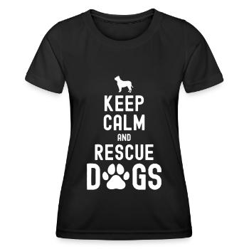 Restez calme et sauvez les chiens - T-shirt sport Femme - noir - Devant - AI Model Female 172 light (172cm)