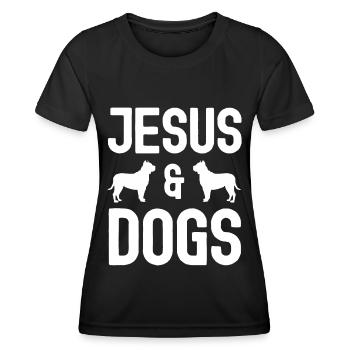 Jésus et les chiens - T-shirt sport Femme - noir - Devant - AI Model Female 172 light (172cm)