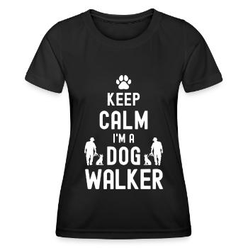 Restez calme Je suis un promeneur de chiens - T-shirt sport Femme - noir - Devant - AI Model Female 172 light (172cm)