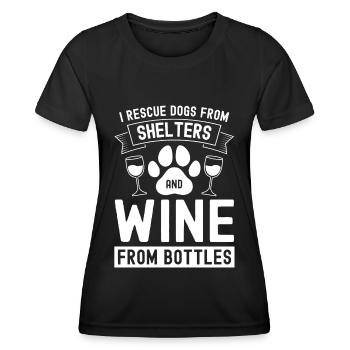 Je sauve des chiens des refuges pour animaux et du vin de Flasch - T-shirt sport Femme - noir - Devant - AI Model Female 172 light (172cm)
