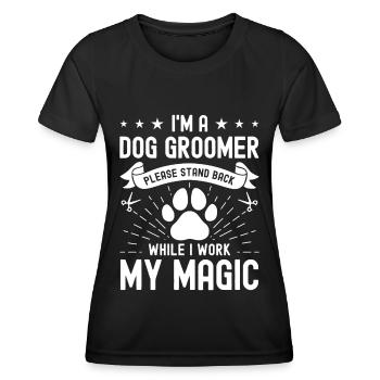 Je suis un toiletteur pour chiens S’il vous plaît rester en arrière w - T-shirt sport Femme - noir - Devant - AI Model Female 172 light (172cm)