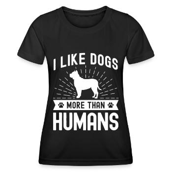 Ich mag Hunde mehr als Menschen - Frauen Funktions-T-Shirt - Schwarz - Vorne - AI Model Female 172 light (172cm)