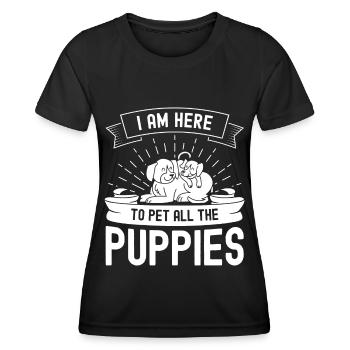 Je suis ici pour caresser tous les chiots - T-shirt sport Femme - noir - Devant - AI Model Female 172 light (172cm)