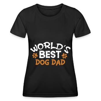 Worlds best dog dad - weiß und orange - Frauen Funktions-T-Shirt - Schwarz - Vorne - AI Model Female 172 light (172cm)