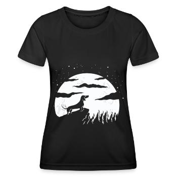 La Lune et le chien - T-shirt sport Femme - noir - Devant - AI Model Female 172 light (172cm)