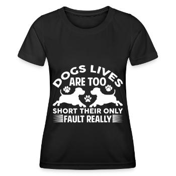 Hundeleben sind zu kurz ihr einziger Fehler - Paws - Frauen Funktions-T-Shirt - Schwarz - Vorne - AI Model Female 172 light (172cm)