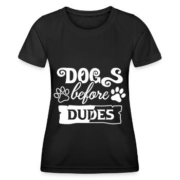 Les chiens devant les gars - T-shirt sport Femme - noir - Devant - AI Model Female 172 light (172cm)