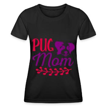 Pug Mama - Rouge et Violet - T-shirt sport Femme - noir - Devant - AI Model Female 172 light (172cm)
