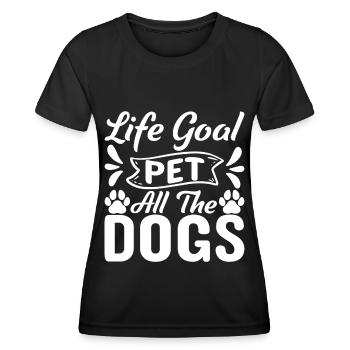 Lebensziel Streicheln aller Hunde - Paws - Frauen Funktions-T-Shirt - Schwarz - Vorne - AI Model Female 172 light (172cm)