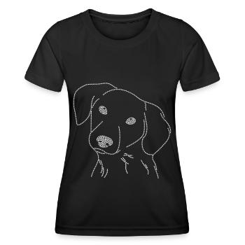 Visage d’un chien strass - T-shirt sport Femme - noir - Devant - AI Model Female 172 light (172cm)